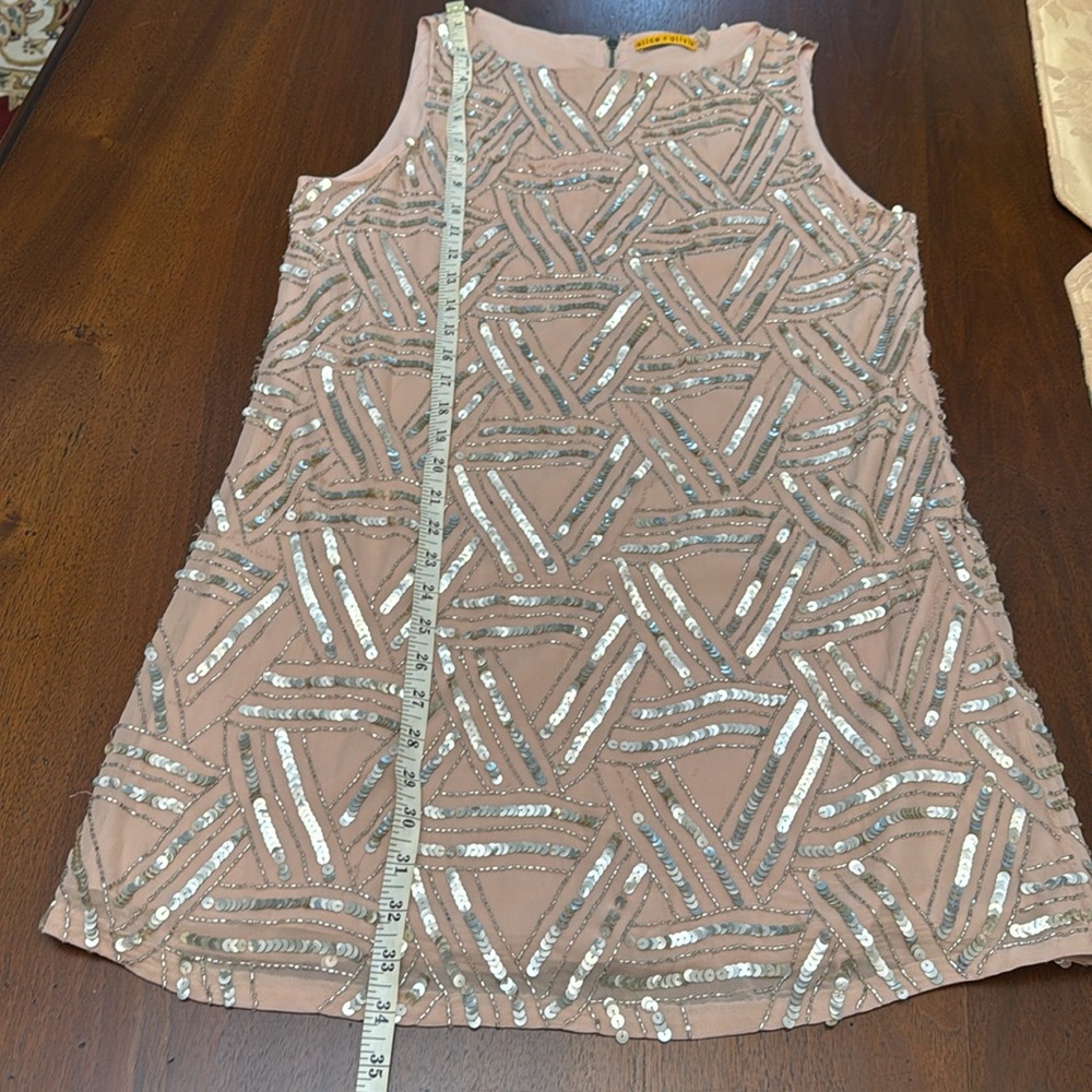 Alice + Olivia Size 10 Dress Tea Pink Sequin Dress Ballerina Dress